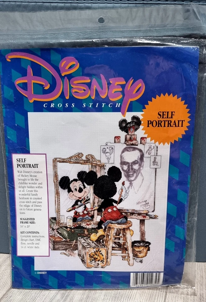 Disney "Mickey Mouse Self Portrait" Counted Cross Stitch Kit Sealed - Image 1 of 3