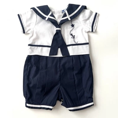 Mameluco Náutico Marinero Bordado Carriage Boutiques Talla 12 Meses Blanco Marino Foto 1 de 4