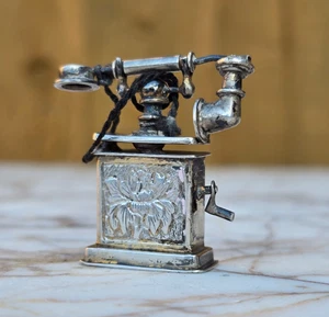 Antique Chinese Solid Silver Miniature Telephone Hallmarked Dolls House Novelty - Picture 1 of 15