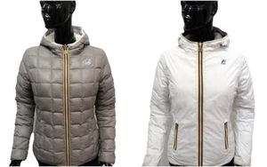 Giubbotto Donna K-Way Taglia M Reversibile Piumino Imbottito Bianco/Tortora - Imagen 1 de 22