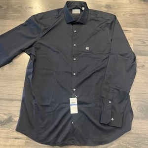 Camisa de vestir Perry Ellis para hombre XL 17 1/2 X 36/37 negra Portfolio Tech + calce ajustado - Imagen 1 de 5