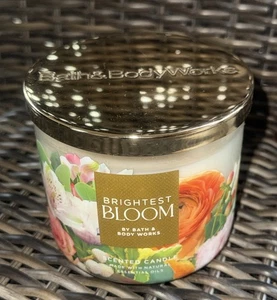 Bath & Body Works BRIGHTEST BLOOM Candle Large 3 Wick Scented 14.5 oz  RETIRED - Picture 1 of 8