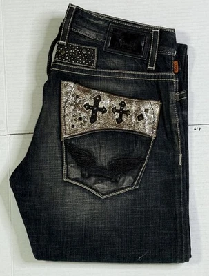 Nuevo Jean Robin’s Para Hombre Talla 31 Estilo #BSD5347BLK CALAVERA PKT Detalle Cuero Tachonado Foto 1 de 4