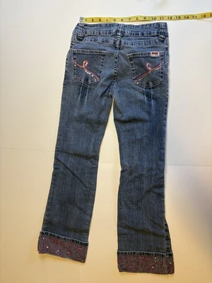 Jeans Bongo Niñas Talla 10 Deslumbrados con Corazones Rosados y Remolinos. So Cute Foto 1 de 4