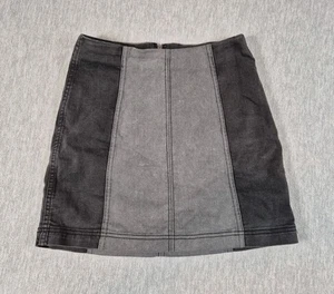 Free People Skirt Mini Femme Women Size 6 Gray Black Stretch Back Half Zip - Picture 1 of 21