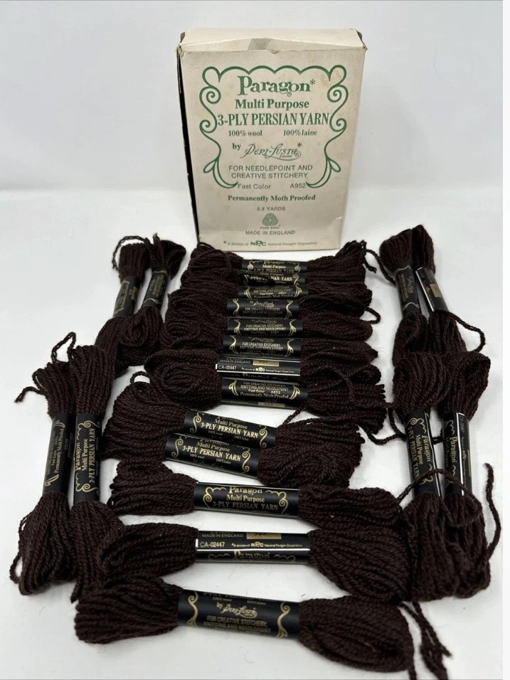 21 Skeins Paragon 100% Wool Yarn Needlepoint Crewel Brown 367 England - Image 1 of 1
