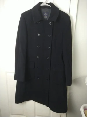 Brooks Brothers Woman 6 Navy Trench Coat Wool Cashmere Professional Lined - Image 1 of 4