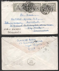 1955 Nigeria HMS Drake Plymouth Devon Redirected Cover - Picture 1 of 3