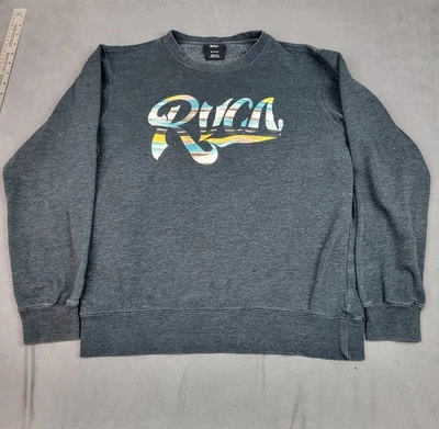 RVCA Sweatshirt Mens Medium Gray Crew Neck Spellout Lightweight MMA Pullover - Image 1 of 4