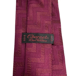 Corbata Charvet Place Vendome para hombre espiga seda borgoña 3 3/8" (W) 59" (L) guc - Imagen 1 de 8