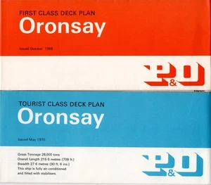 1968-70 P&O-Orient Lines ORONSAY First & Tourist Class Deck Pläne mit Innenräumen - Bild 1 von 3