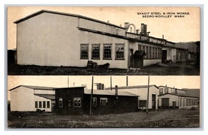 Dual View Skagit Hotel & Iron Works Sedro-Wooley WA UNP B&W DB Postcard H28 - Picture 1 of 2