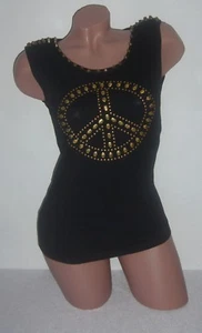 TOP Trägertop SKULL Tanktop TOTENKOPF Shirt NIETEN Strass PEACE S M LXL Neu - Bild 1 von 8