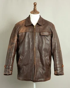 Vintage 1950s French Leather Work Jacket Chore Coat - Picture 1 of 24