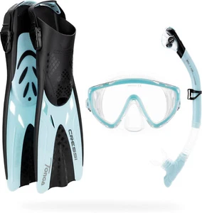 CRESSI Tino Adventure Set Black/Ice Cyan L/XL, Snorkeling Immersioni Unisex SUB - Foto 1 di 2