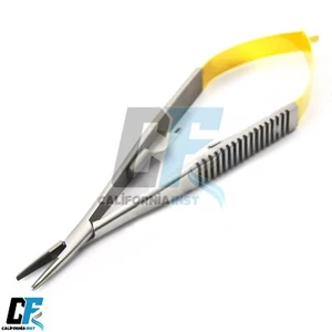 Soporte de aguja de sutura micro quirúrgica dental Castroviejo TC herramienta dorada recta - Imagen 1 de 4