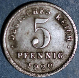 Deutschland Kaiserreich 5 Pfennig 1920 KM# 19 - Bild 1 von 2