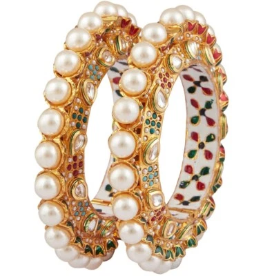 2Pc Armreif Armband Schmuck Indisch Pakistanische Bollywood Vergoldet Set - Bild 1 von 4