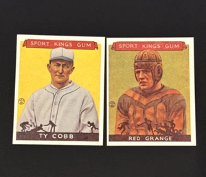 1986 Renata Galasso 1933 Goudey Sport Kings #1 Ty Cobb #4 Red Grange - Picture 1 of 2