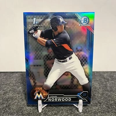 2016 Bowman John Norwood BCP27 Chrome Prospects Blue Refractor /150 Marlins - Image 1 of 2