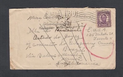 USA 1932 3C LINCOLN RETURNED COVR FLAG CANCEL TO BRAZIL  - Image 1 of 2