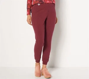 Quacker Factory DreamJeannes Short Pull-On Joggers Wine XL NWOT (881) - Picture 1 of 2