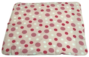 Pink White Polka Dot Fleece Throw Plush Blanket 64x48 Bedding Home Decor - Picture 1 of 2