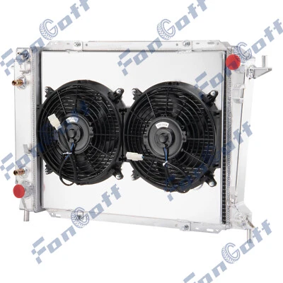 4 Row Radiator+Shroud Fan For 1994-97 Ford Thunderbird;93-1998 Lincoln Mark VIII Foto 1 de 4
