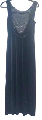 Robbie Bee Maxi Dress 10 Black VelvetSleeveless Embellished Lace Cowl Back Gown - Image 1 of 4