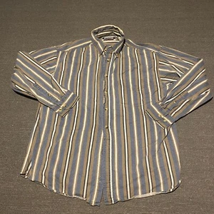 Rustler Shirt Mens Large Blue Striped Heavy Twill Workwear Western Button Up 90s - Picture 1 of 9