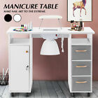 Pro Manicure Table Nail Desk Beauty Salon Dust Collector Drawers+Wheel+Wrist Pad