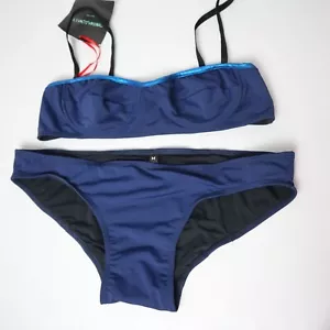 NEW Cynthia Rowley 2pcs Blue Solid Sweetheart Swim Set - Picture 1 of 10