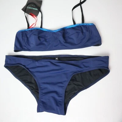 NUEVO Juego de natación Cynthia Rowley 2 piezas azul sólido Sweetheart Foto 1 de 4