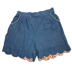 Matilda Jane Blue Denim Chambray Shorts Scalloped Edge Sz 14 - Picture 1 of 4