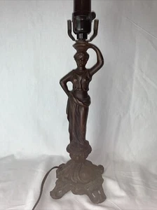 Vintage Jugendstil Stil Figur Statue Schnur Tischlampe Bronzefarben OHNE SCHIRM - Bild 1 von 8