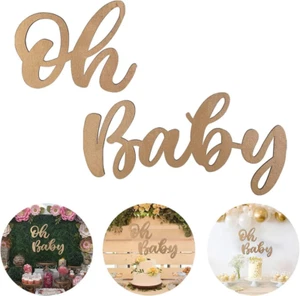 Wood Gold Baby Sign Baby Shower Banner 1st Birthday Backdrop Nursery Decor Gende - Picture 1 of 12