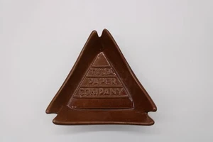 Vintage Mint Frankhoma Brown Ashtray - Tulsa Paper Company Triangle Trinket Dish - Picture 1 of 6