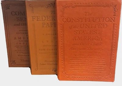 ❤️COMMON SENSE FEDERALIST PAPERS CONSTITUTION 3 SET Faux Leather Collectable NEW - Image 1 of 4