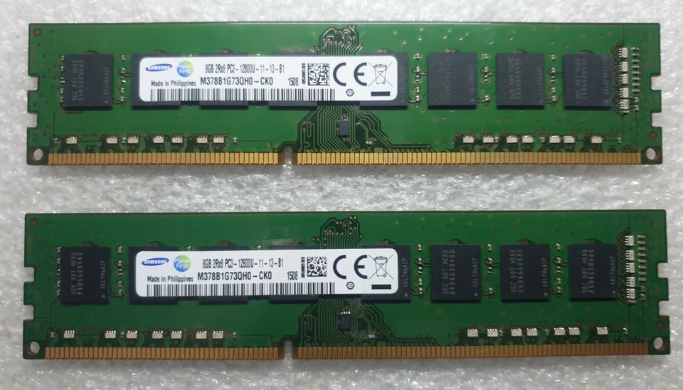 Samsung DDR3 M378B1G73QH0-CK0 16GB 2x8GB RAM Memory PC3-12800U 1600Mhz 240pin  - Image 1 of 1