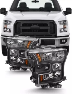 2015 2016 2017 Ford F-150 F150 Factory Halogen Model Black Housing Headlight Lam - Picture 1 of 7