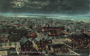 DE COLECCIÓN ATLANTIC CITY NJ POSTAL VISTA DE PÁJARO EN LA NOCHE 1907 061422 - Imagen 1 de 2