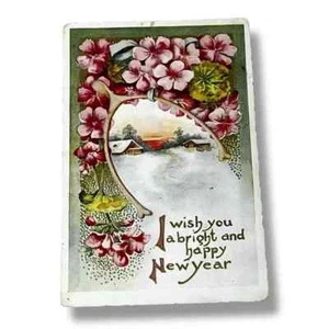 Postal Deseo un Brillante y Feliz Año Nuevo Flores C819 - Imagen 1 de 2
