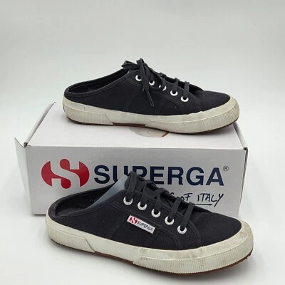Zapatillas deportivas Superga para mujer 6 mulas sin cordones de lona zapatos informales cómodos negros Foto 1 de 4