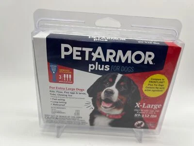 Pet Armor Plus Prevención de Pulgas Garrapatas Perros Extra Grandes 89-123lbs 3App ENVÍO COMBINADO Foto 1 de 4
