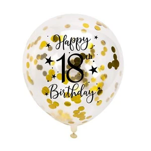 Gold 18th Confetti Latex Balloons Girls or Boys Happy 18 Years Birthday Party... - Picture 1 of 3