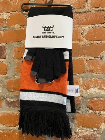 PHILADELPHIA FLYERS 2 TONE COLORS KNIT SCARF & GLOVES  GIFT SET NHL NWT Cover