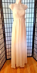 Calvin Klein Formal Mini Body-com Gown Dress Champagne Sequin & Sheer NWT Size 4 - Picture 1 of 9