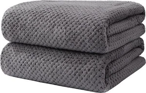 2-Pack 27"x54" Ultra Soft Microfiber Bath Towels, Quick-Dry, Grey - Picture 1 of 7