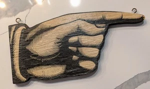 Zeigende Hand Finger Schild Holz Vintage 13" - Bild 1 von 4