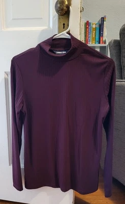 Lands End Mock Turtleneck Purple Small Petite 6-8 - Image 1 of 3